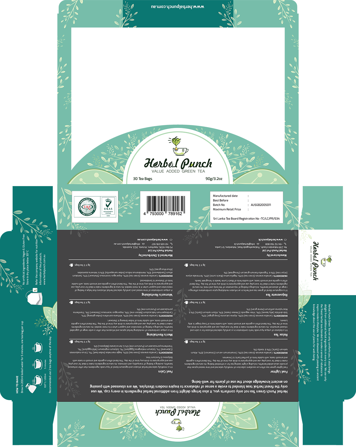 HERBAL PUNCH AUSTRALIA TEA BOX